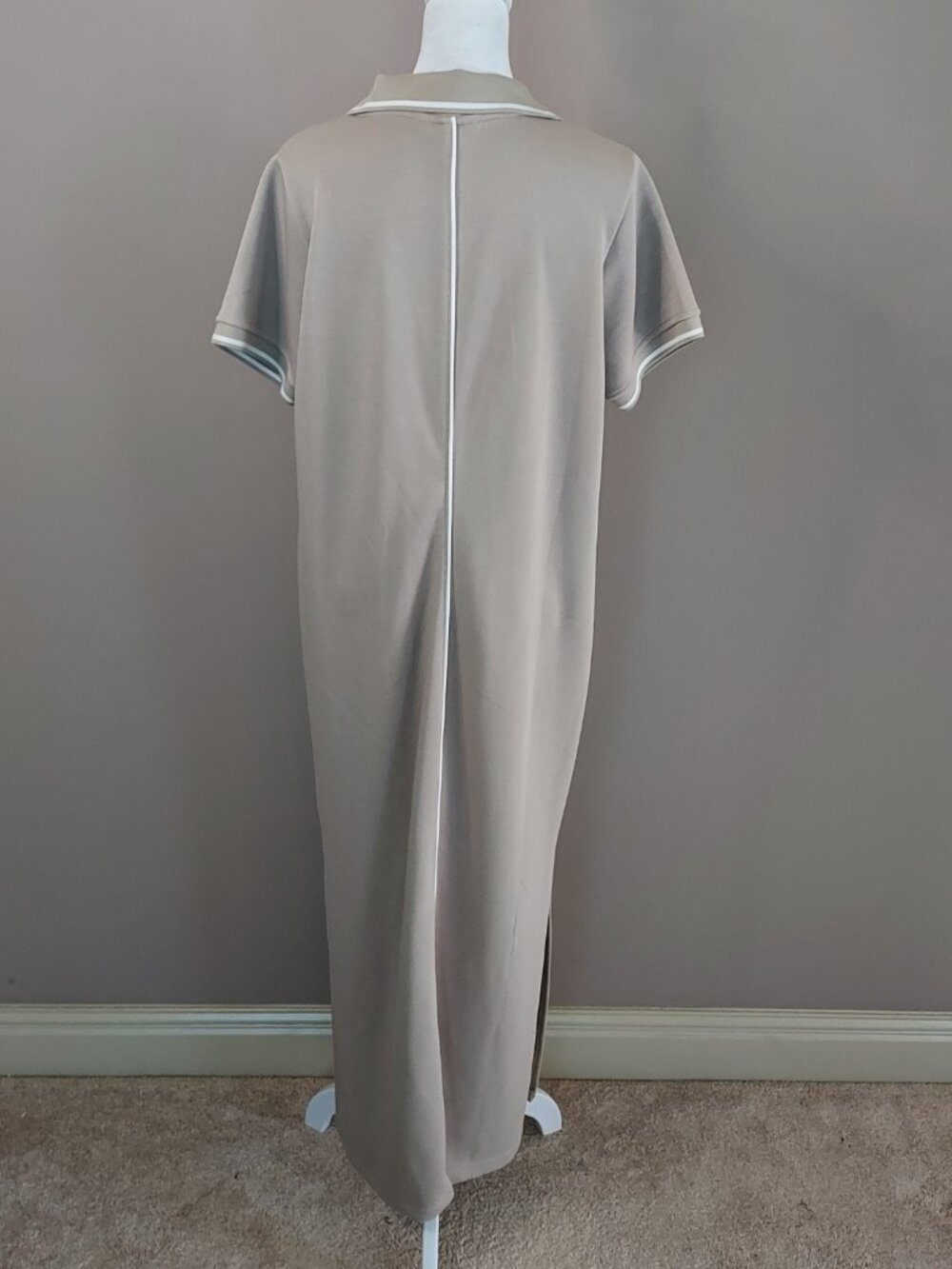Spanx Air Essentials Pique Polo Midi Dress in Ashwood Size Large - Picture 2 of 12